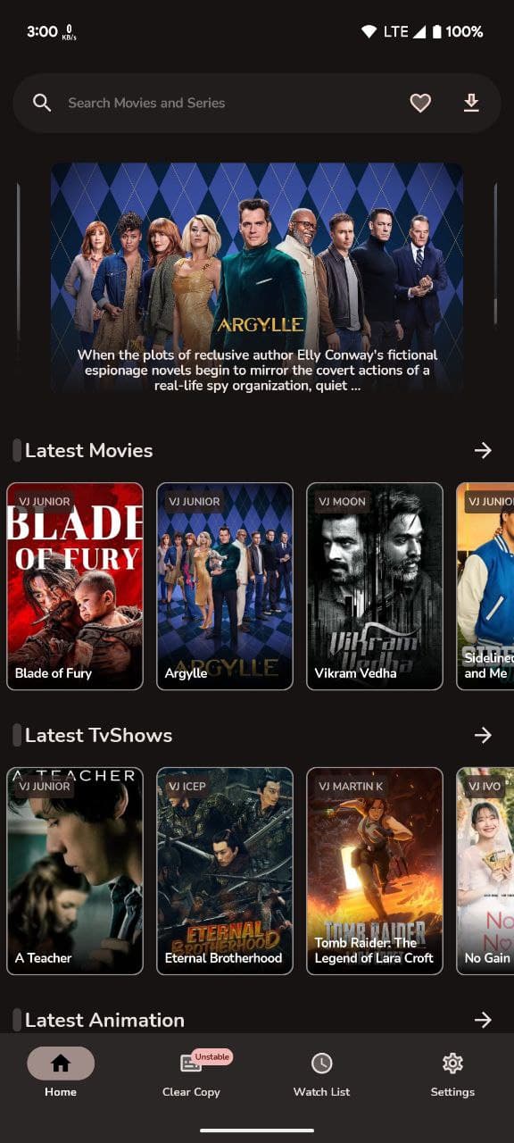 Kawogo Movies Home Screen